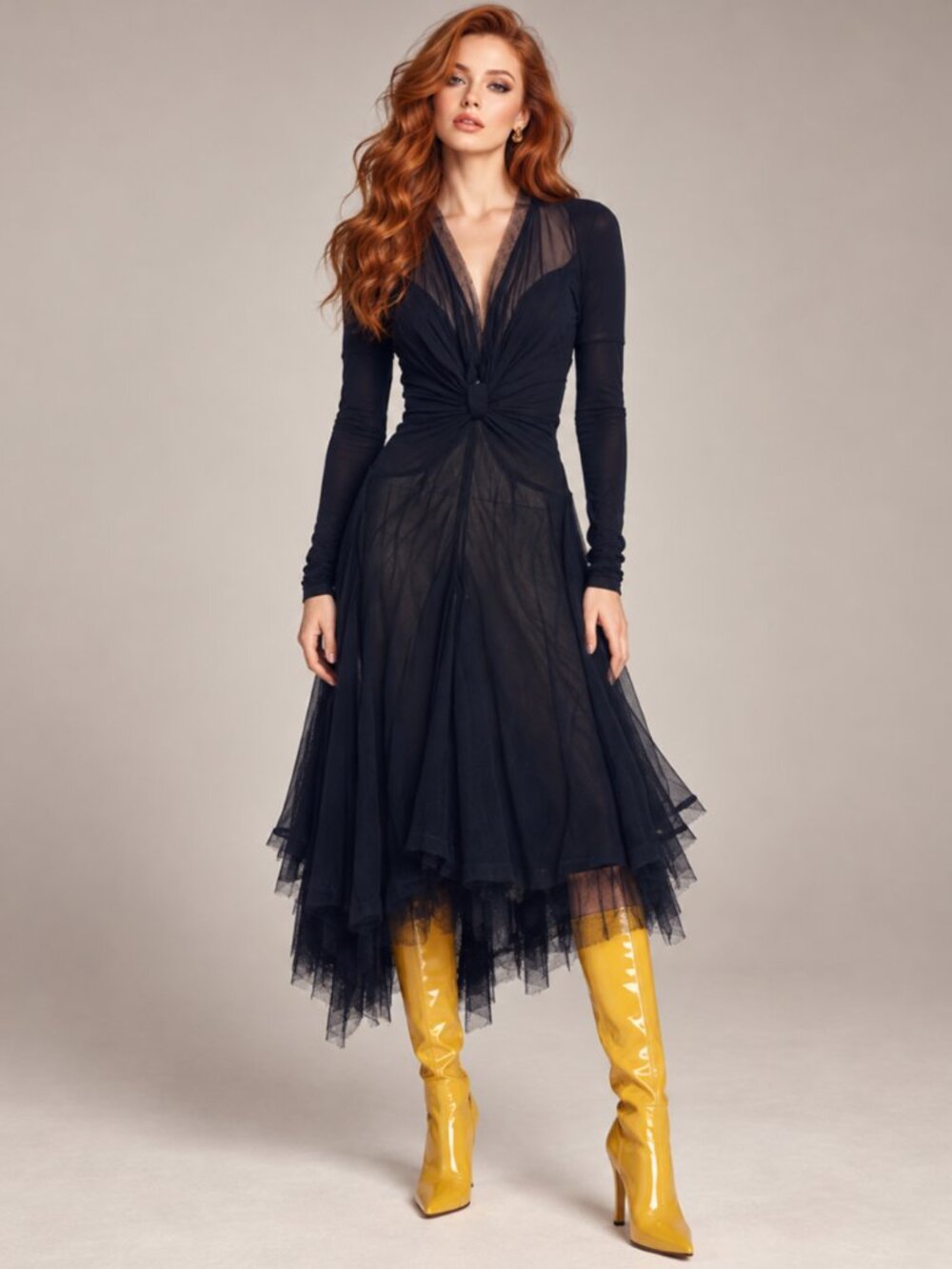 DONNA KARAN TULLE MIDI DRESS SIZE M, 8 NEW
